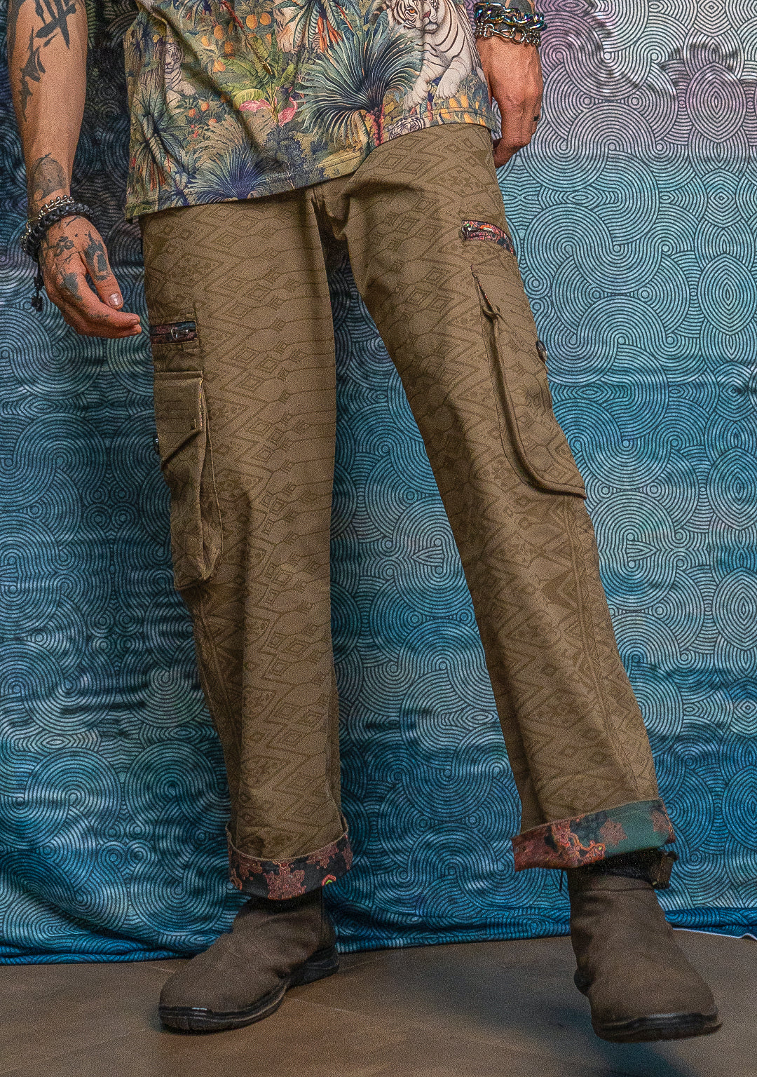Pants Men / Baggy Pockets Cotton Twill - BOHONOX Latte